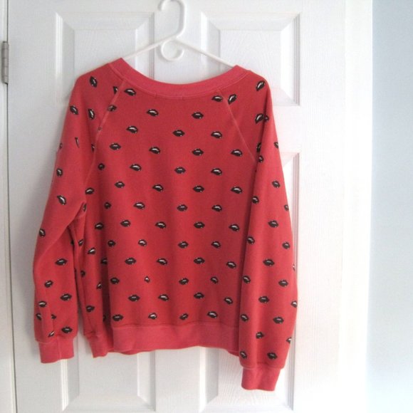 Wildfox Couture Lip Service Sweatshirt Red Boxy Pullover Sweater Top M - Picture 3 of 13
